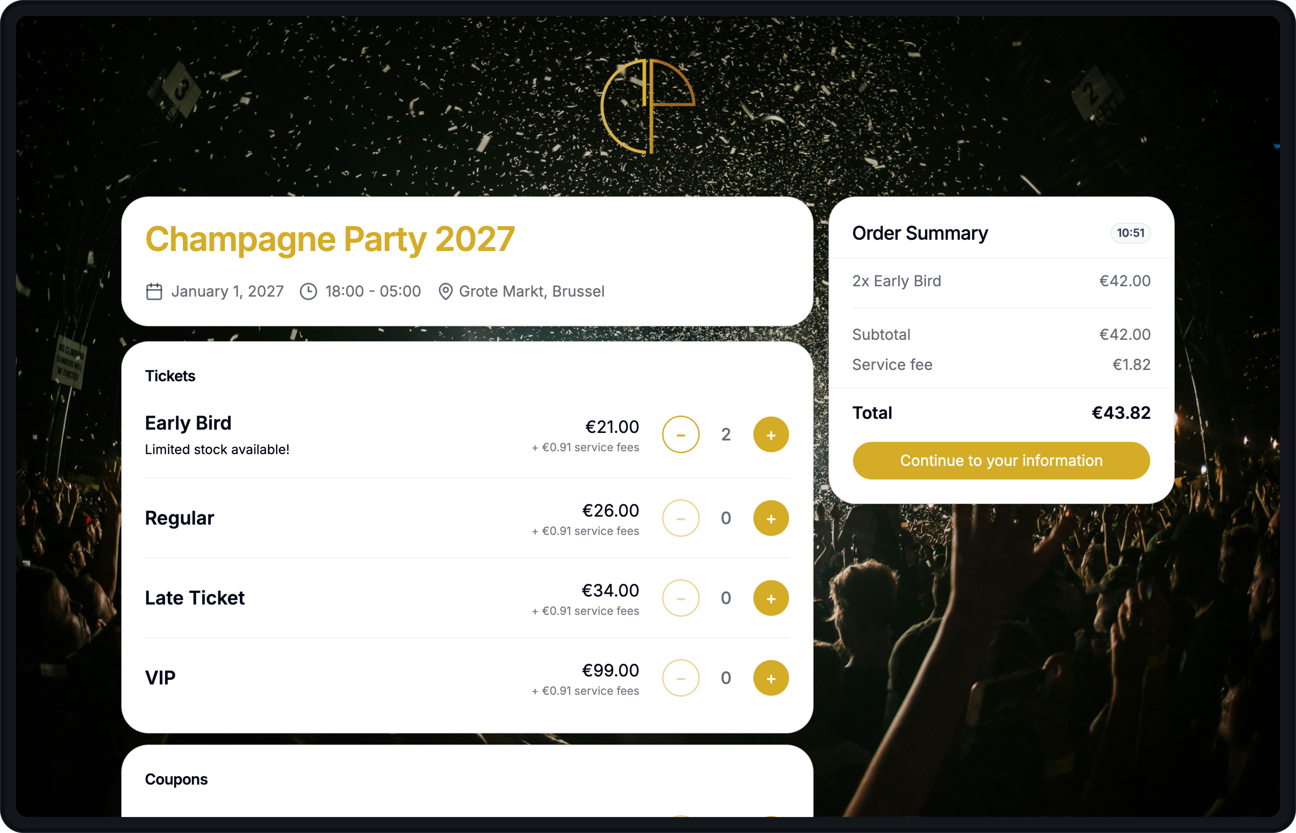 Ticketgrid shop — Goud