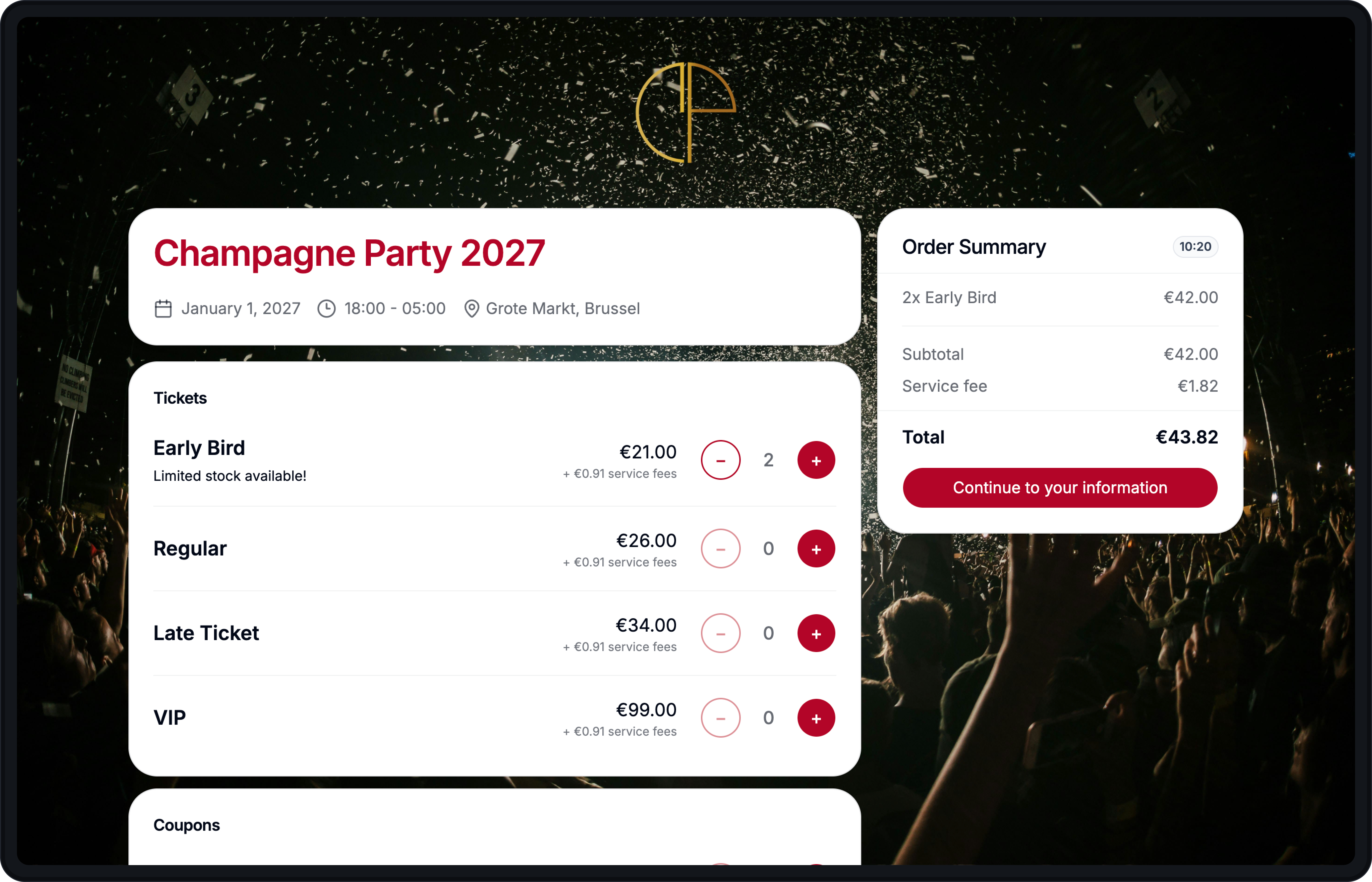 Ticketgrid shop — Rood