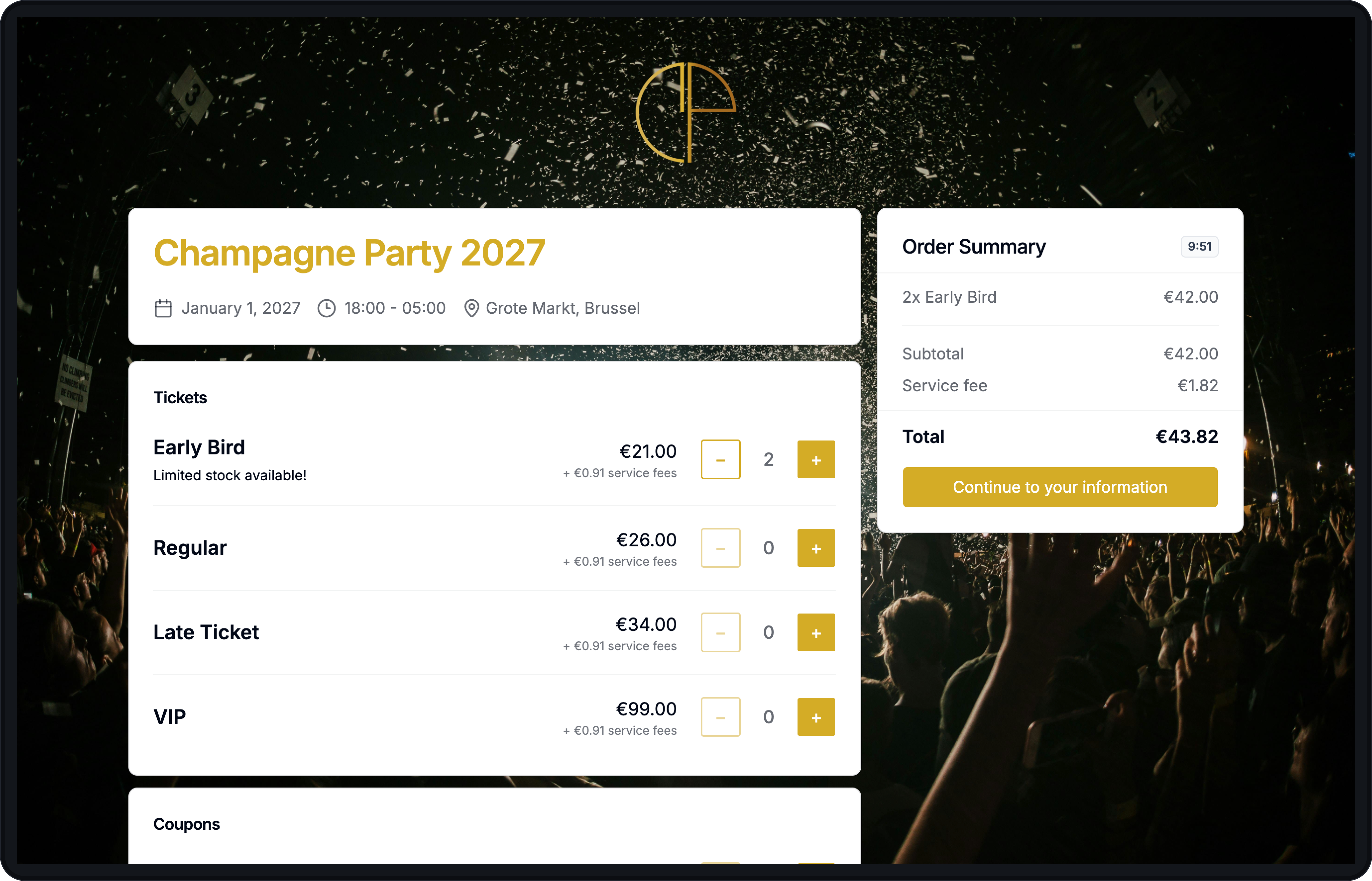 Ticketgrid shop — Vierkant